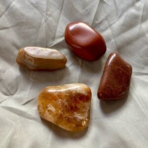 Polished Tumbled Gemstone Set - Amber and Red Brown Decorative Stones